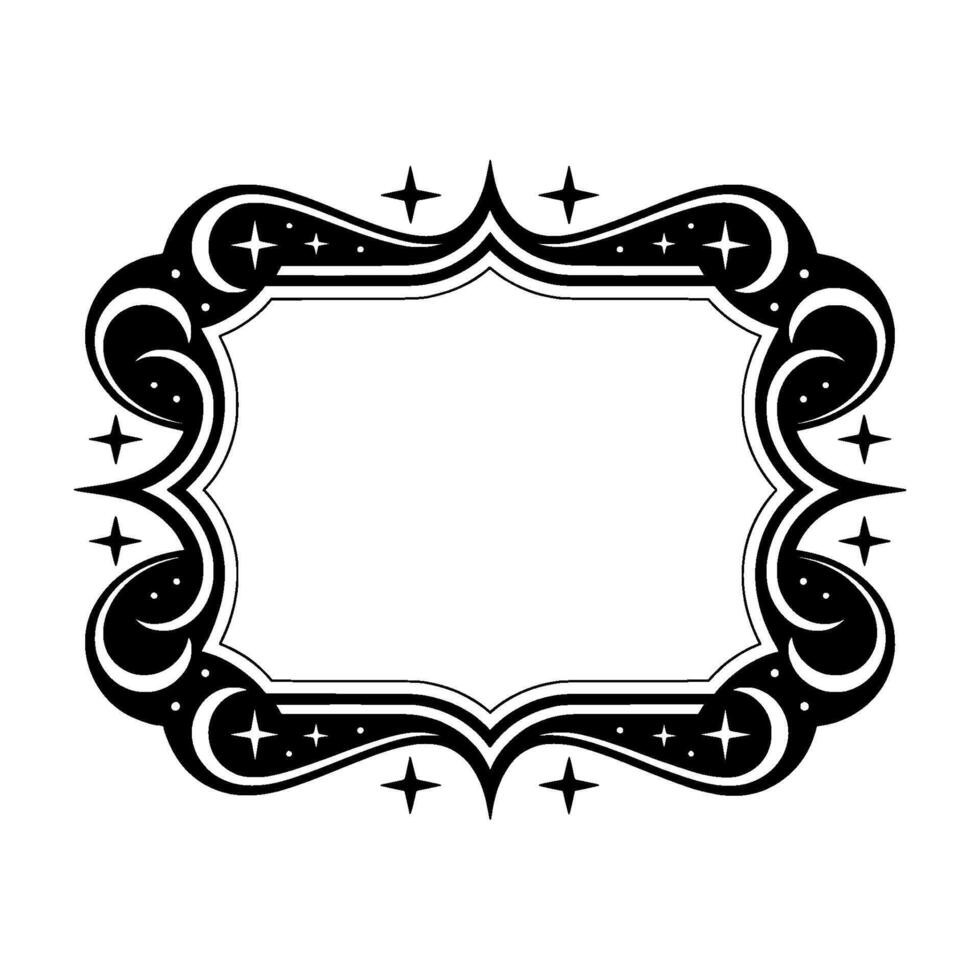 Celestial Frame Elegant Black White Ornament Border vector