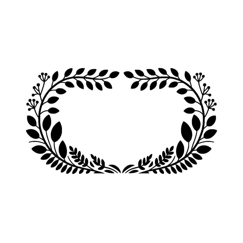 Elegant Black Laurel Wreath Border, Minimalist, Floral vector