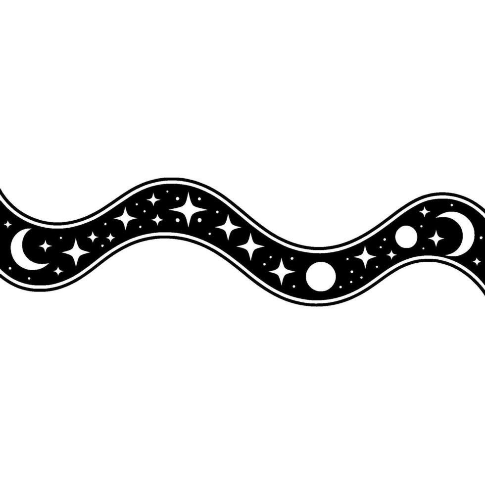 Celestial Wave Night Sky Border Illustration vector