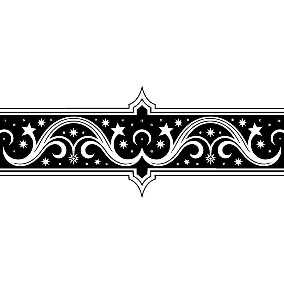 Elegant Black and White Ornamental Border, Starry Detail vector