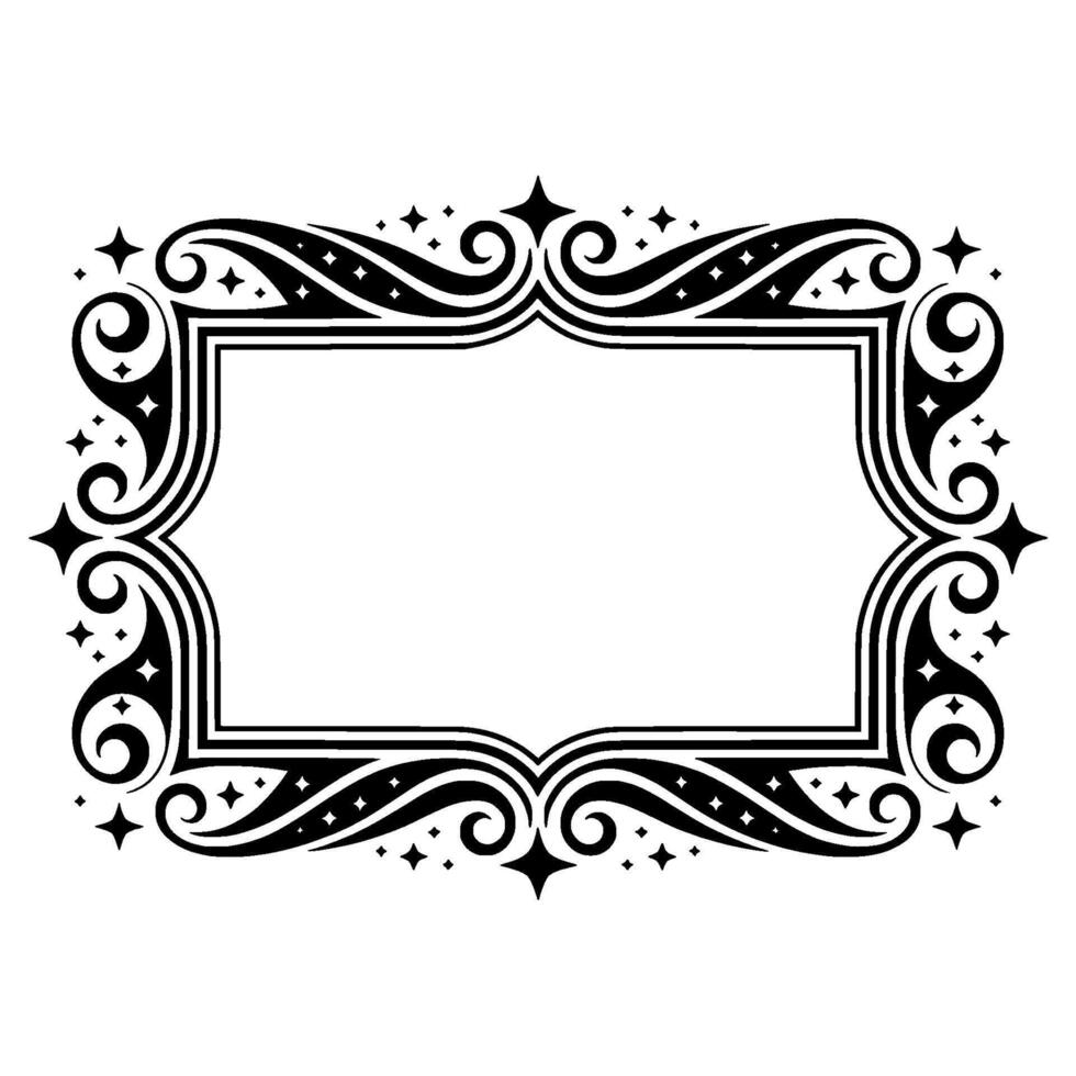 Ornate Black Frame with Starburst Accents Elegant Element vector