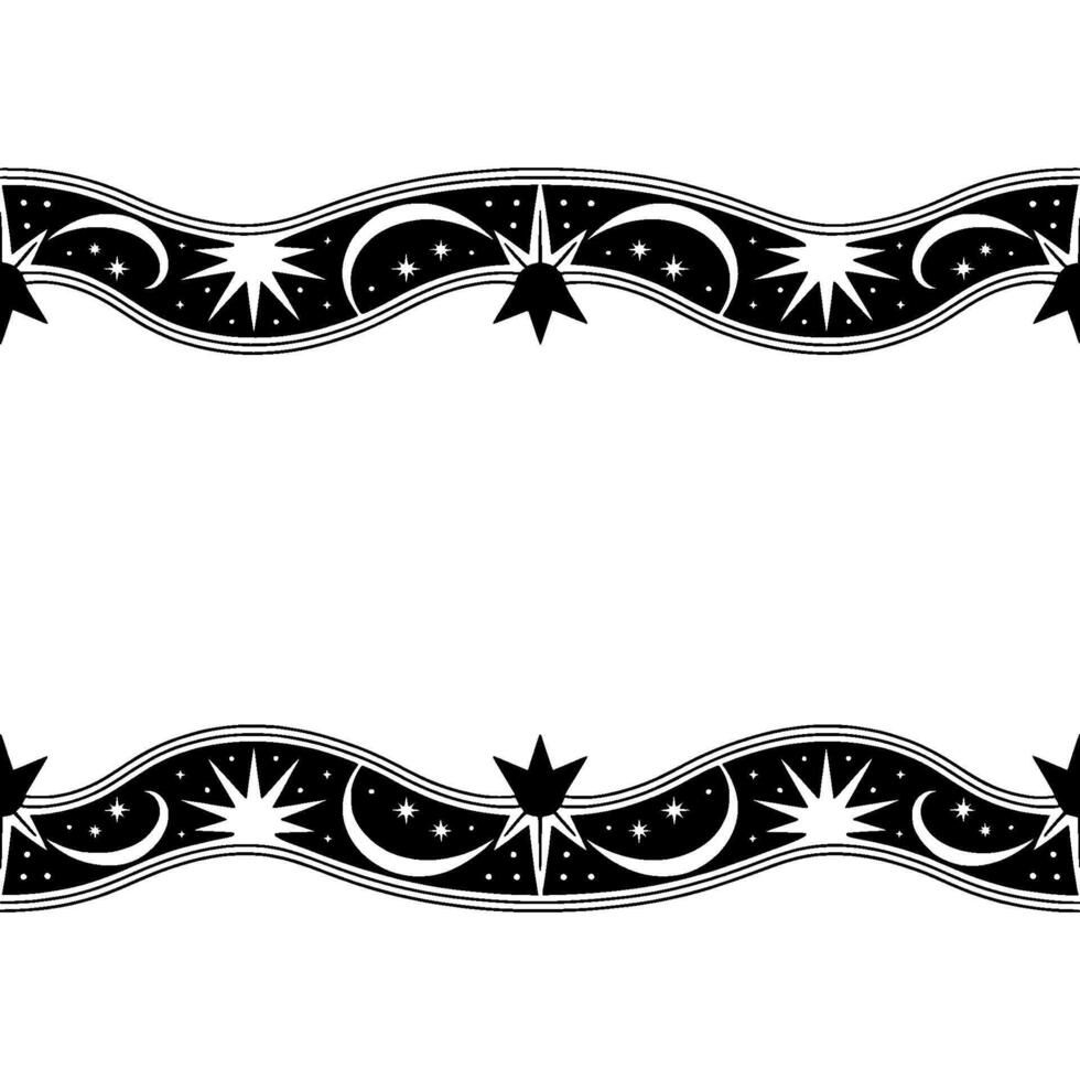 Celestial Border Stylized Starry Night vector