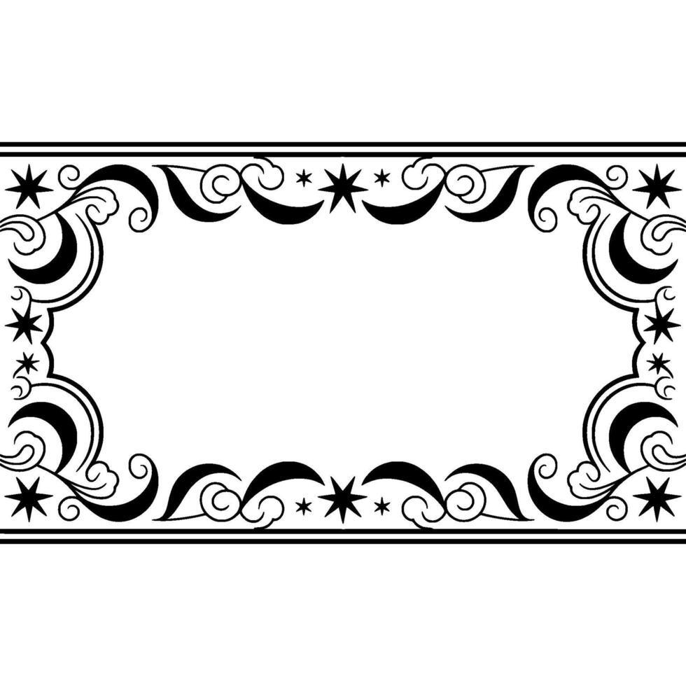 Elegant Black Grey Decorative Border with Celestial Stars vector