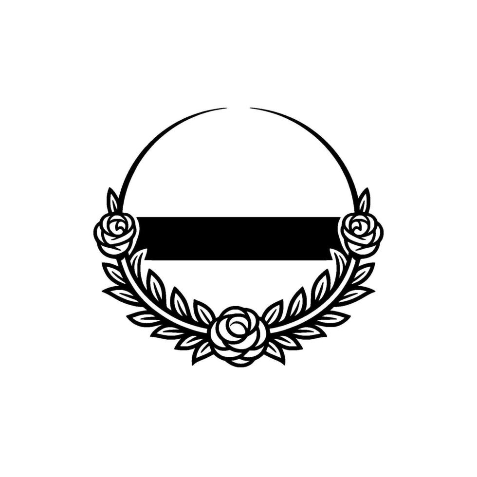 Elegant Floral Emblem, Vintage , Minimalist Ornament, Wreath vector