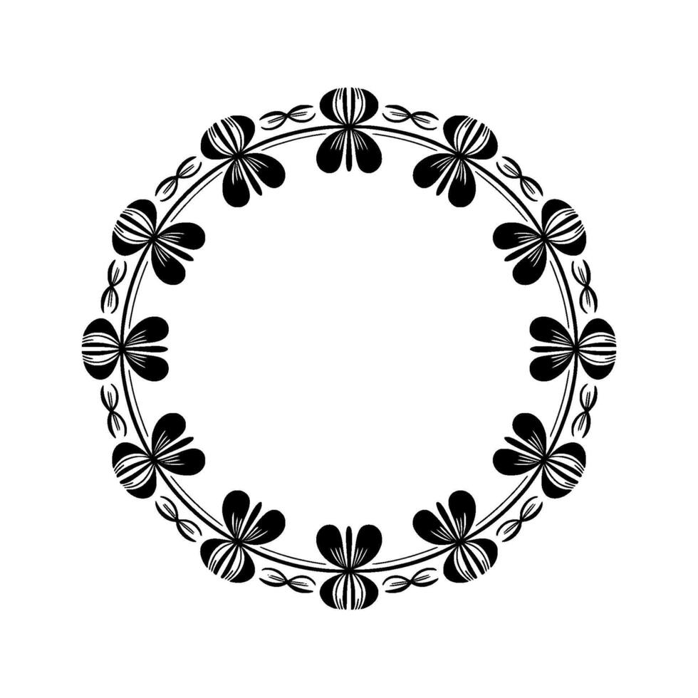 Celtic Clover Circle, Elegant Floral Border, Vintage vector
