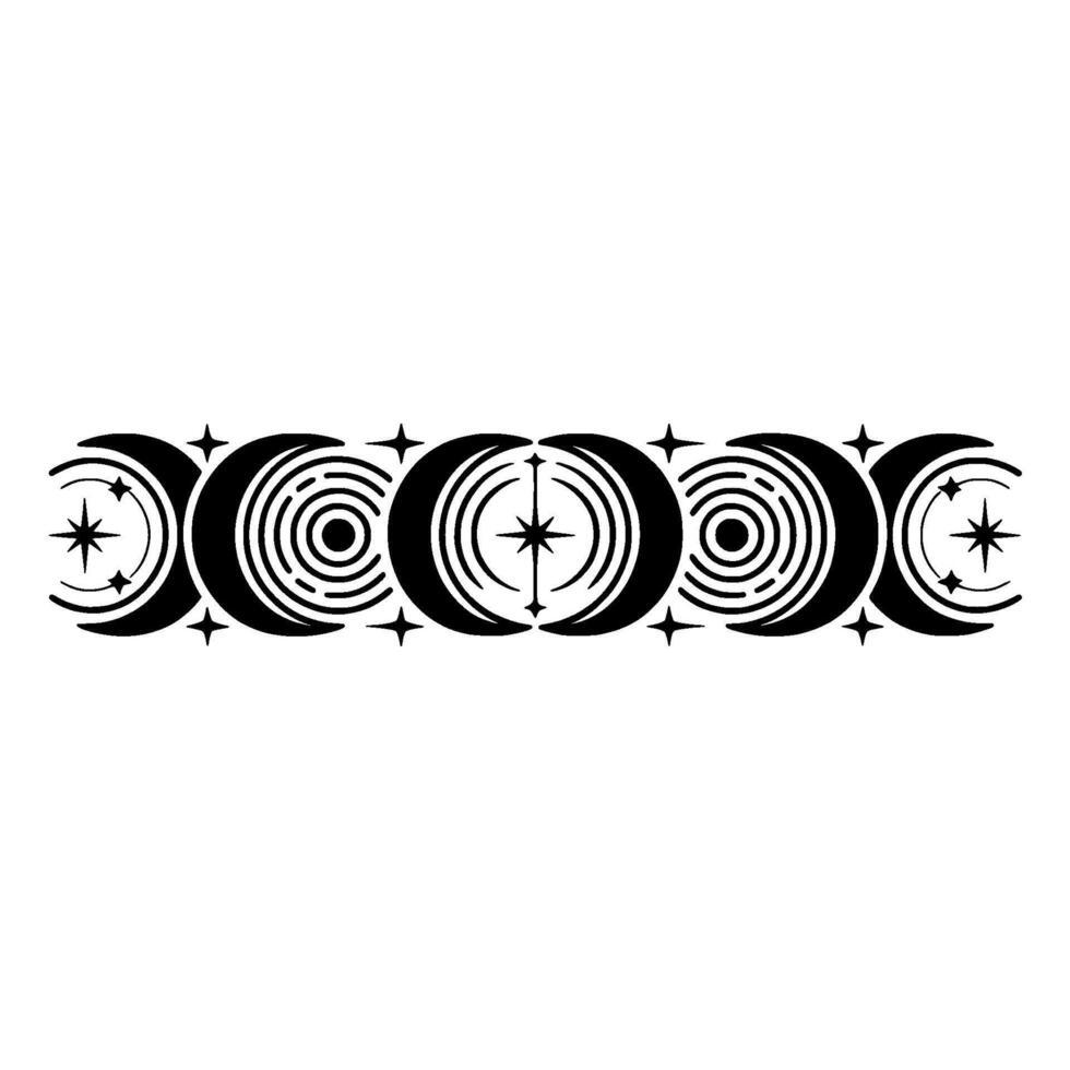 Celestial Crescent Moon Phases, Starry Night Illustration vector