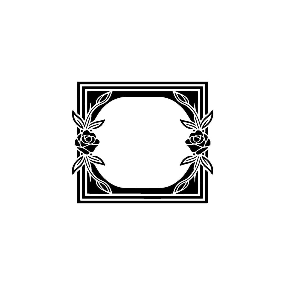 Elegant Black Rose Frame, Vintage , Minimalist Composition vector