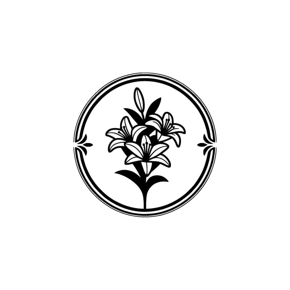 Elegant Lily Emblem, Vintage Botanical Illustration - Floral vector