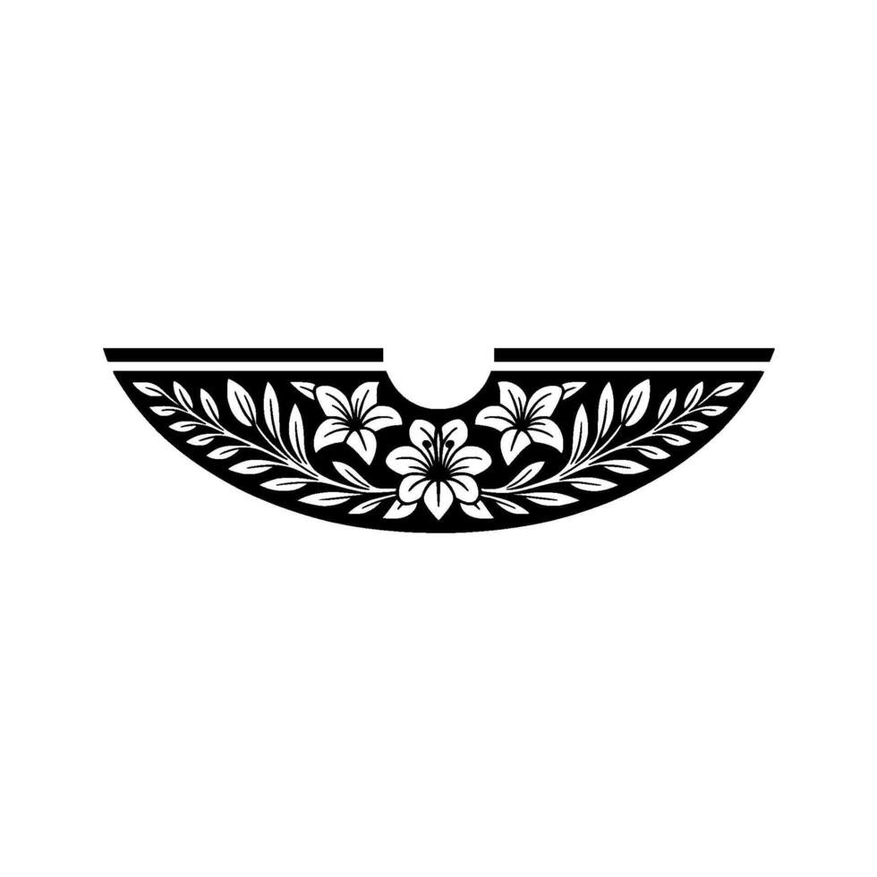 Elegant Floral Crescent Ornament, Vintage Style vector