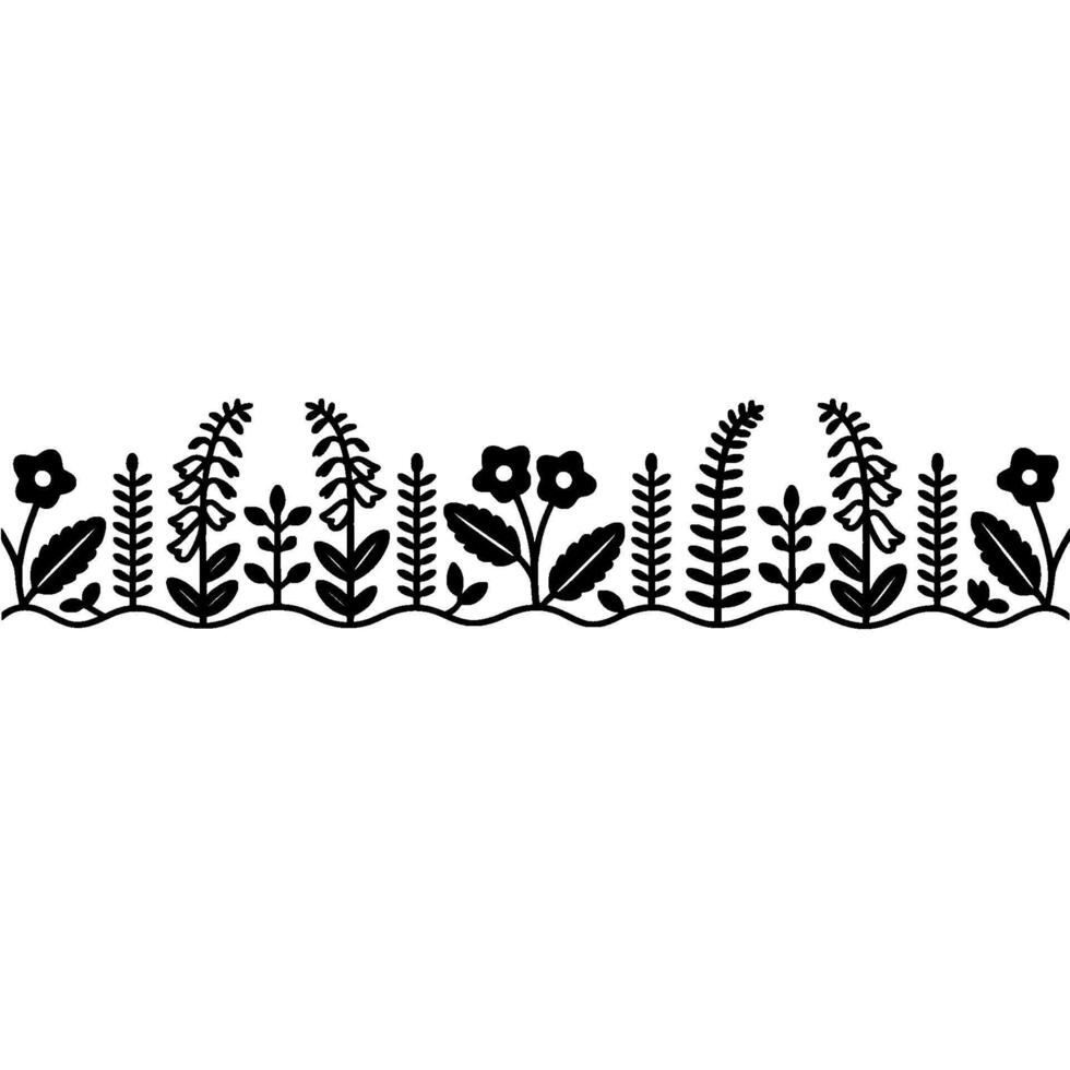 Botanical Border Simple Floral Illustration vector