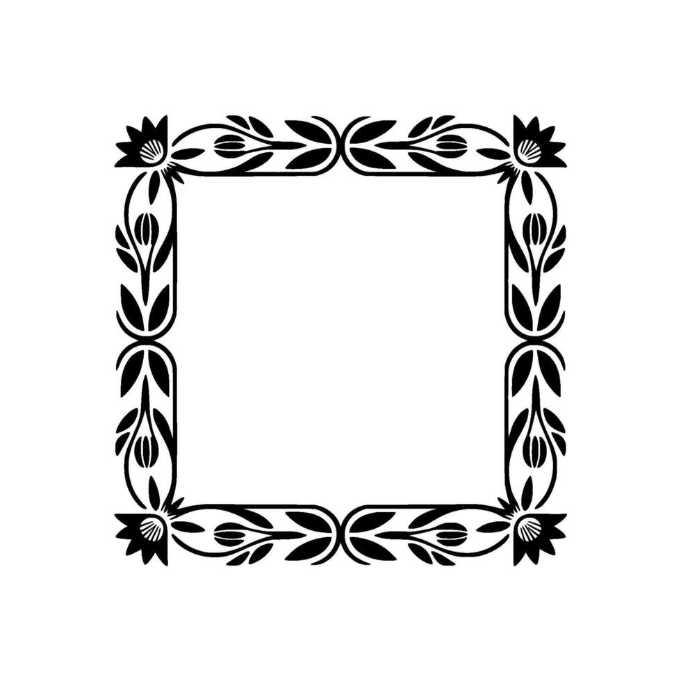Intricate Floral Square Frame, Vintage vector