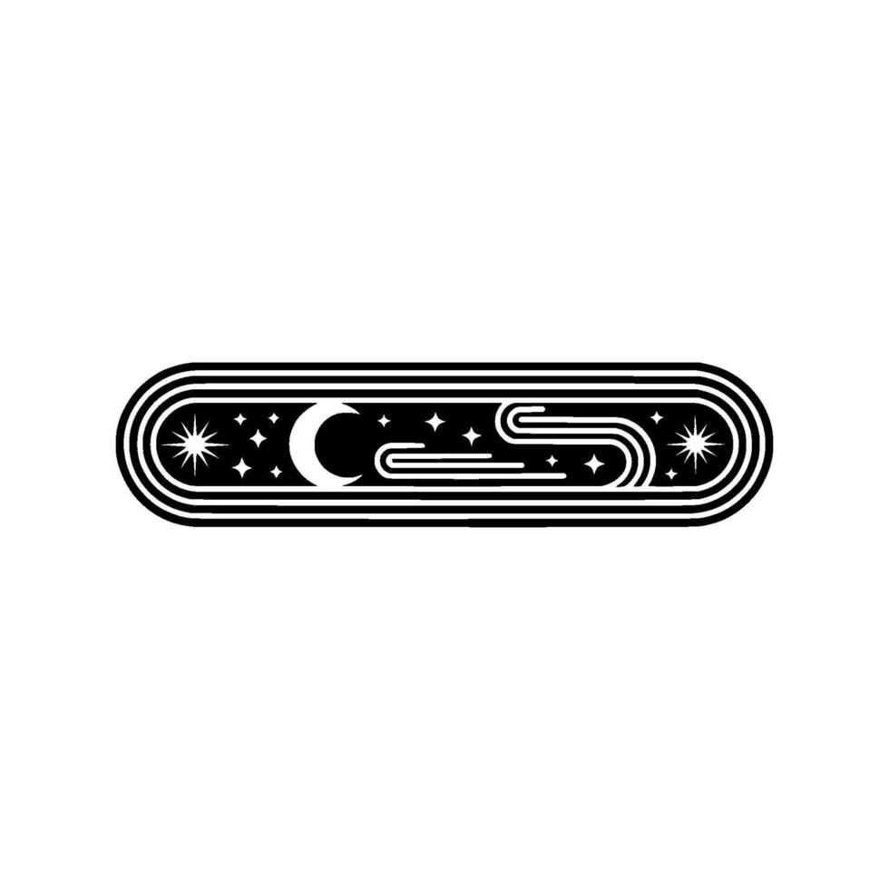 Celestial Journey Retro Moon Star Emblem vector