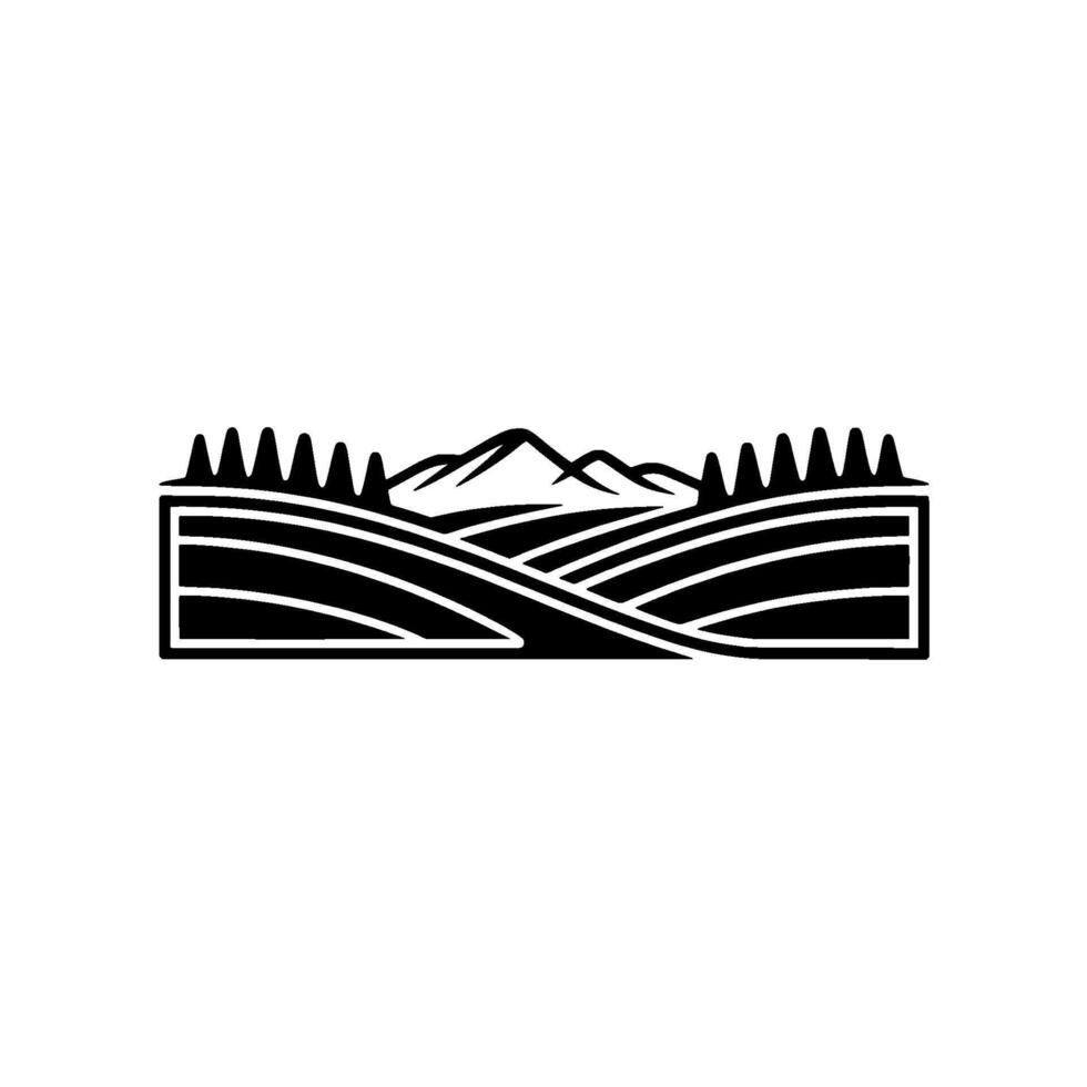 Minimalist Mountain Landscape Emblem, Rustic Exploration vector