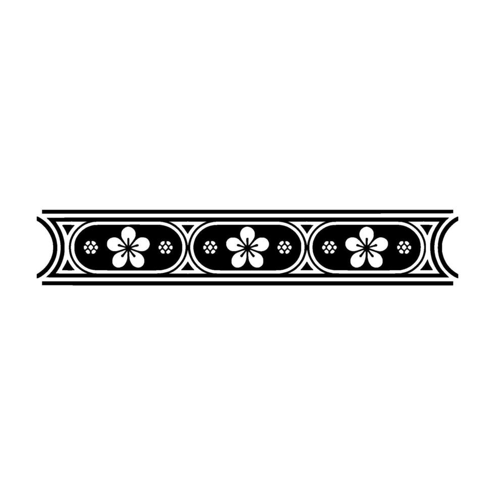 Elegant Japanese Floral Border, Vintage, Symmetry vector