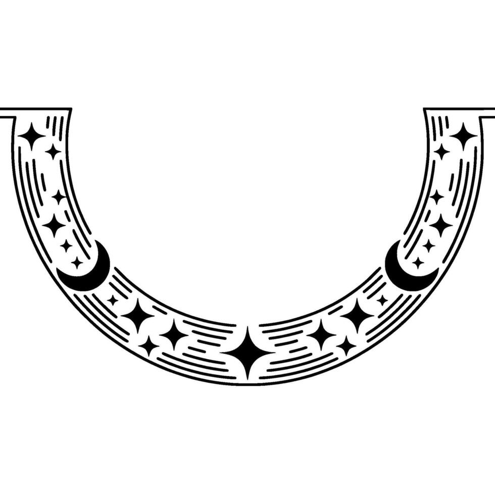 Celestial Horseshoe A Vintage Symbol of Luck and Moonlight vector