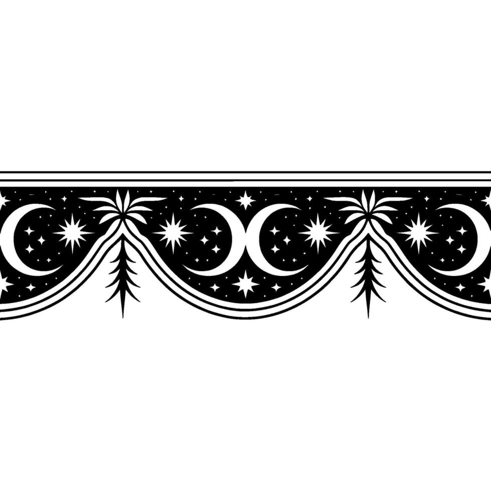 Celestial Border Crescent Moons Starry Pines vector