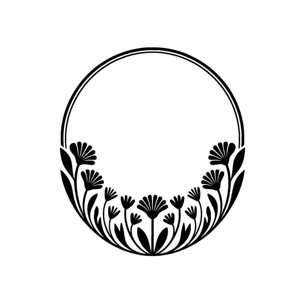 Botanical Circle Minimalist Floral Frame for Branding vector