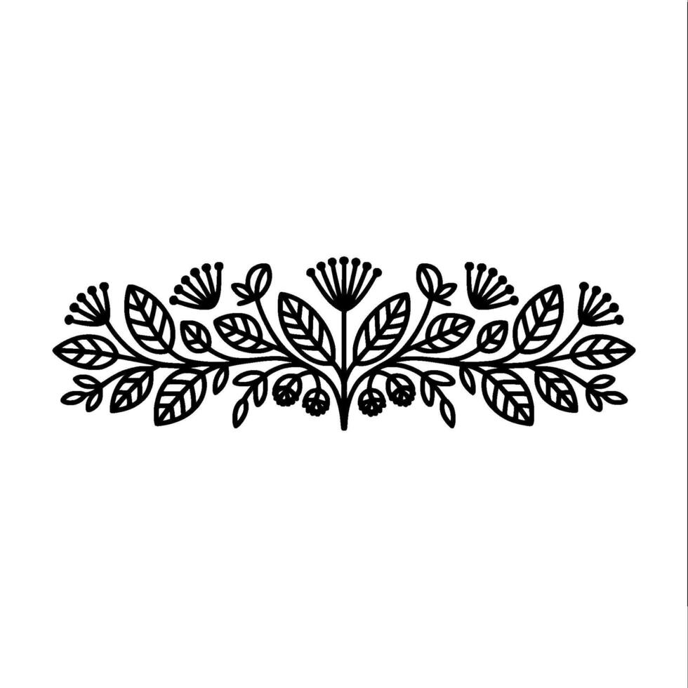 Delicate Botanical Border, Hand-Drawn Style vector