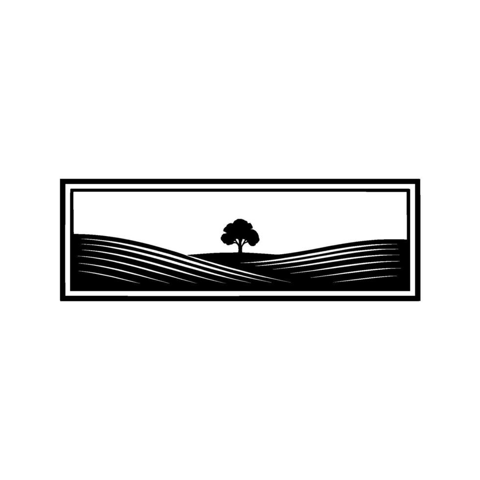 Serene Landscape Emblem, Minimalist Silhouette, Calm vector