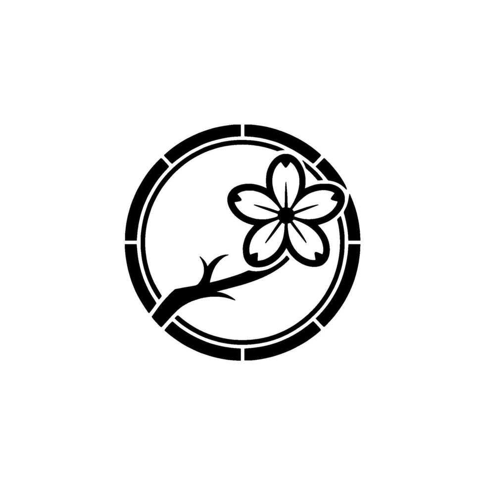 Elegant Sakura Blossom Emblem, Minimalist Japanese vector