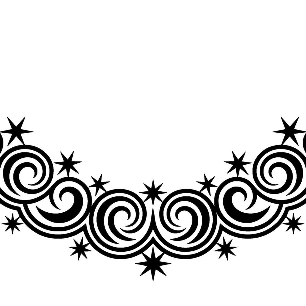 Spiraling Starburst Tribal Ornament, Black White vector