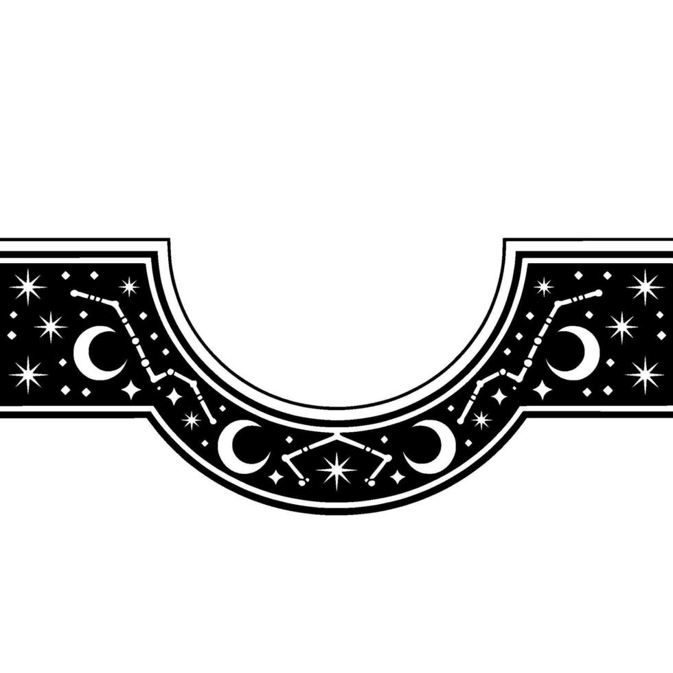 Celestial Crescent Border, Vintage Starry vector