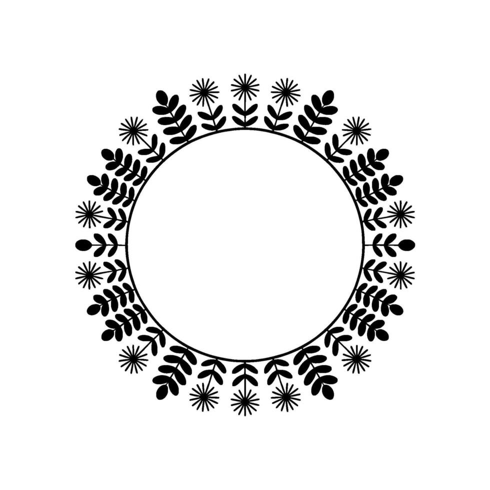 Elegant Botanical Circle Frame, Minimalist - Foliage vector