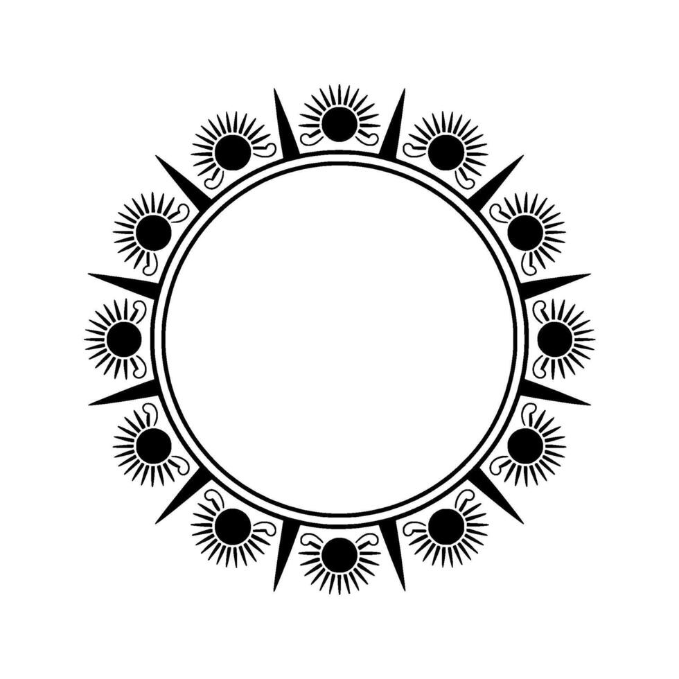 Celestial Circle Minimalist Sun Motif, Symbolic Border vector
