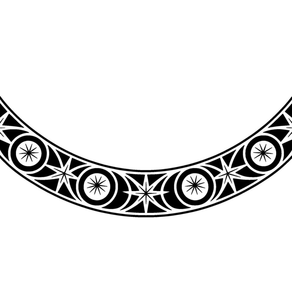 Stylized Crescent Moon Ornament, Geometric Tribal vector