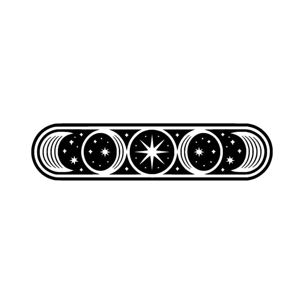 Celestial Crescent Emblem, Lunar Cycle, Starry Night vector