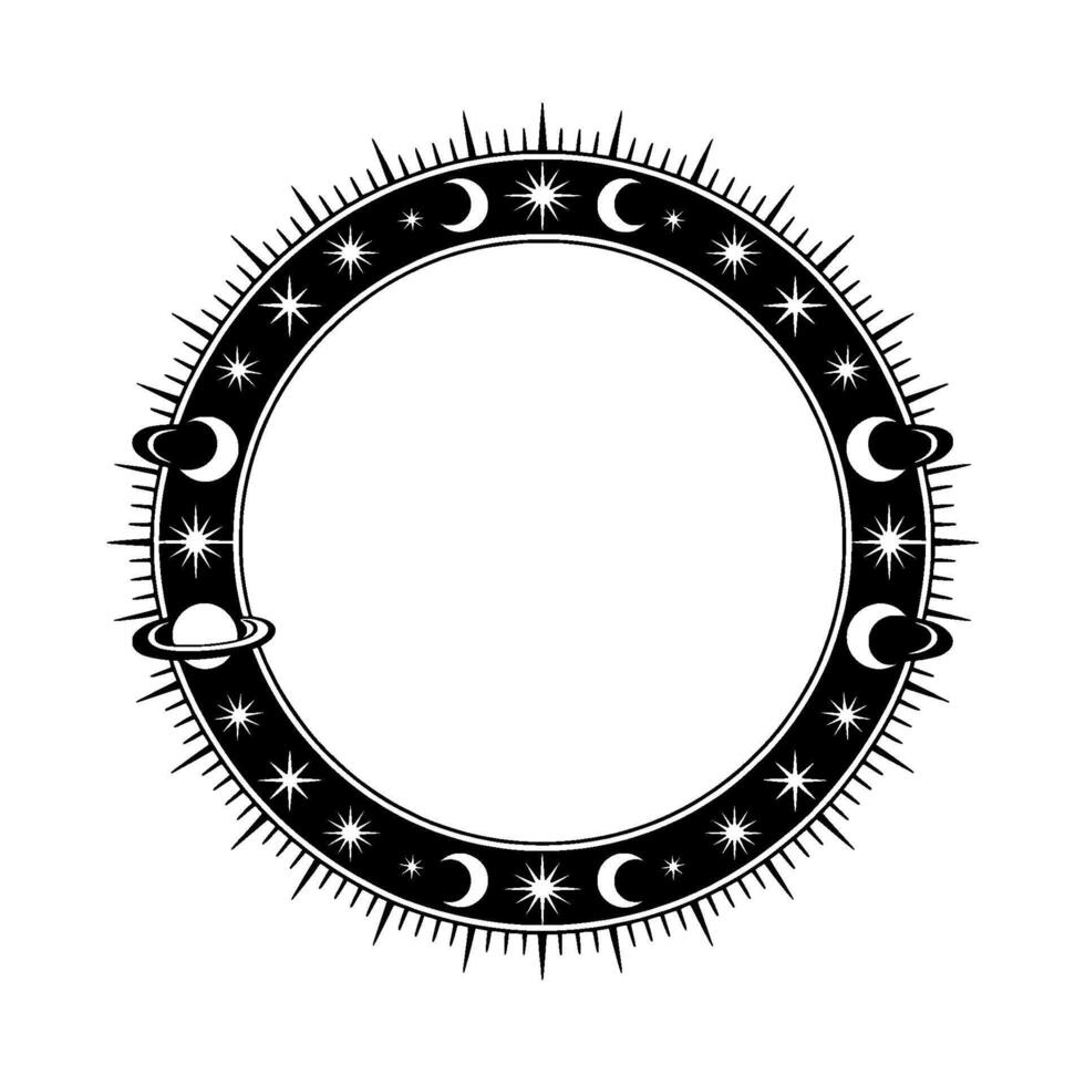 Celestial Portal Stylized Moon Star Frame vector
