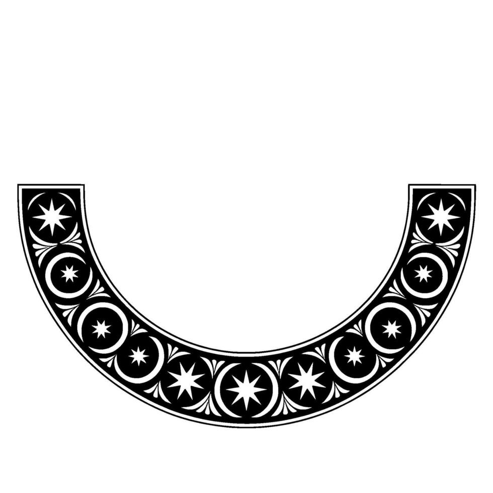 Stylized Crescent Ornament, Geometric vector