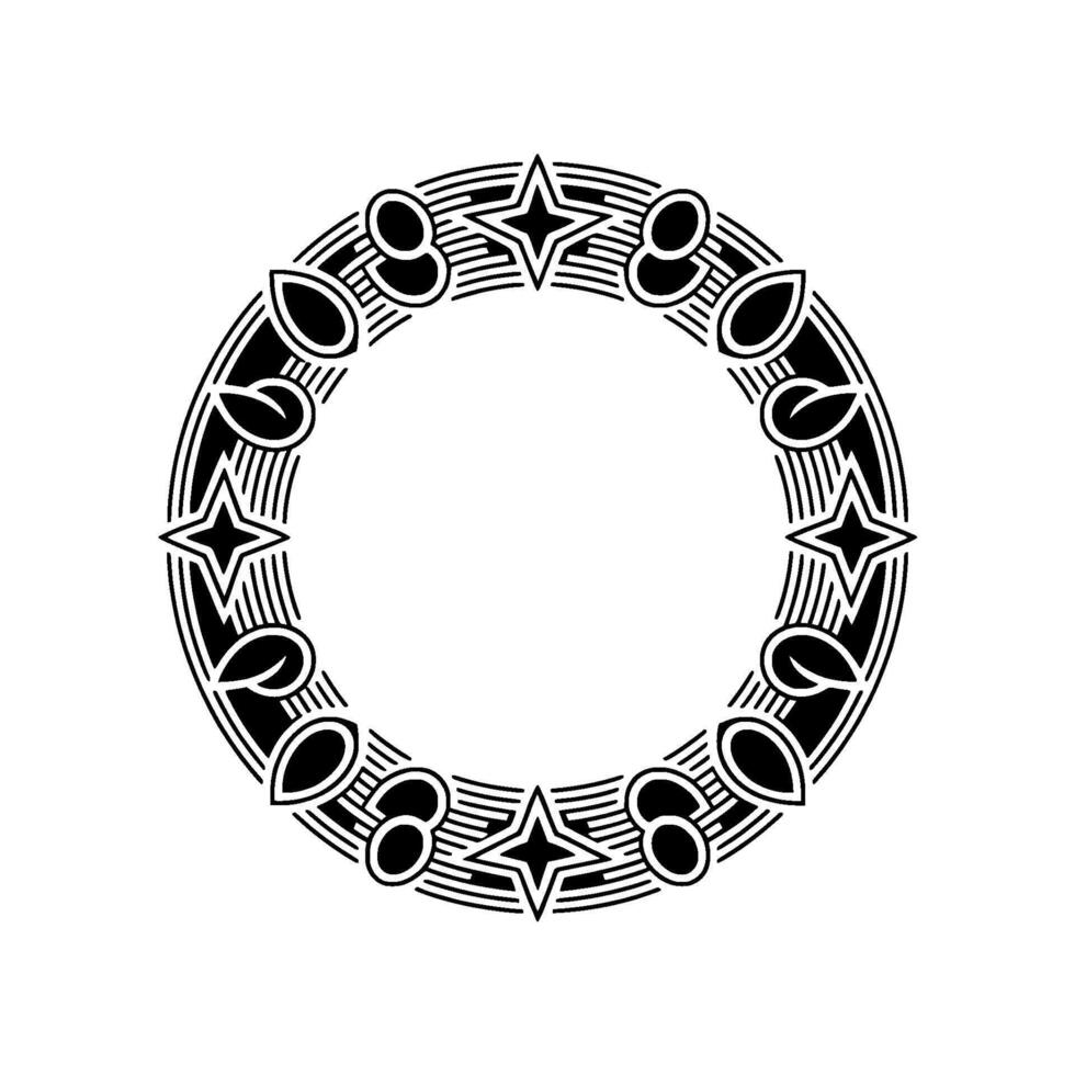 Geometric Tribal Circle, Stylized Black White Ornamentation vector