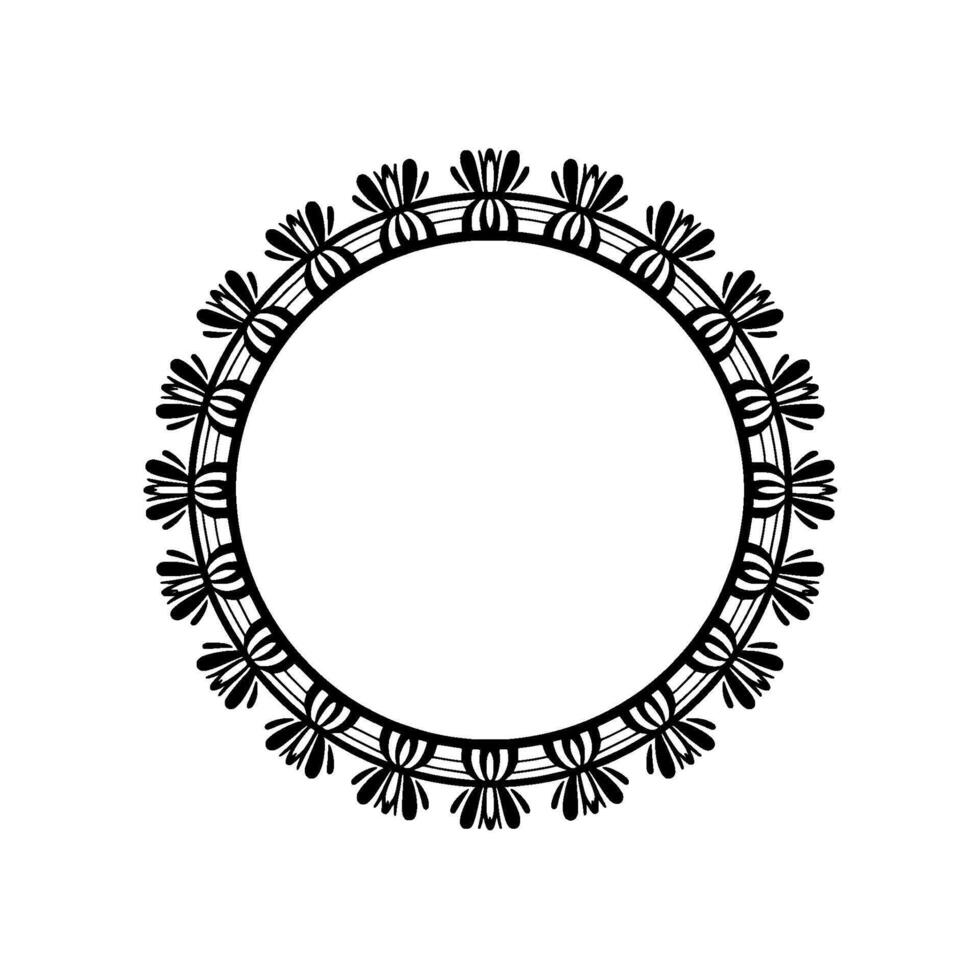 Intricate Floral Circle Frame, Vintage Style vector