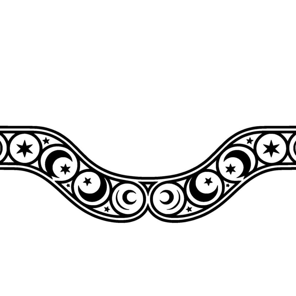 Celestial Crescent Border, Stylized Moon Star vector