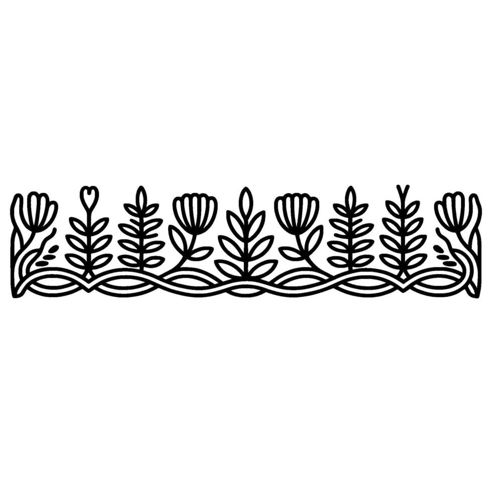 Intricate Floral Border, Vintage Line Art, Delicate vector