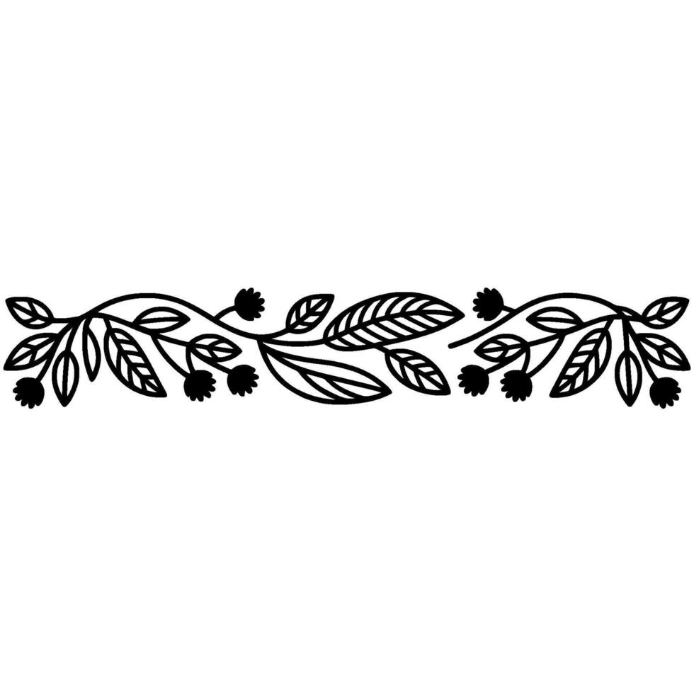 Delicate Botanical Border, Hand-Drawn Style, Floral vector