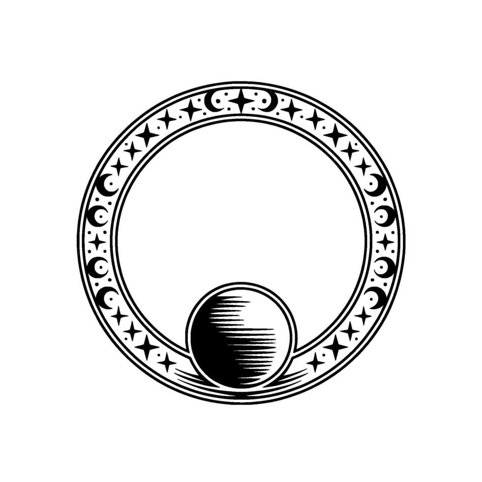 Celestial Orb Emblem, Vintage Style vector