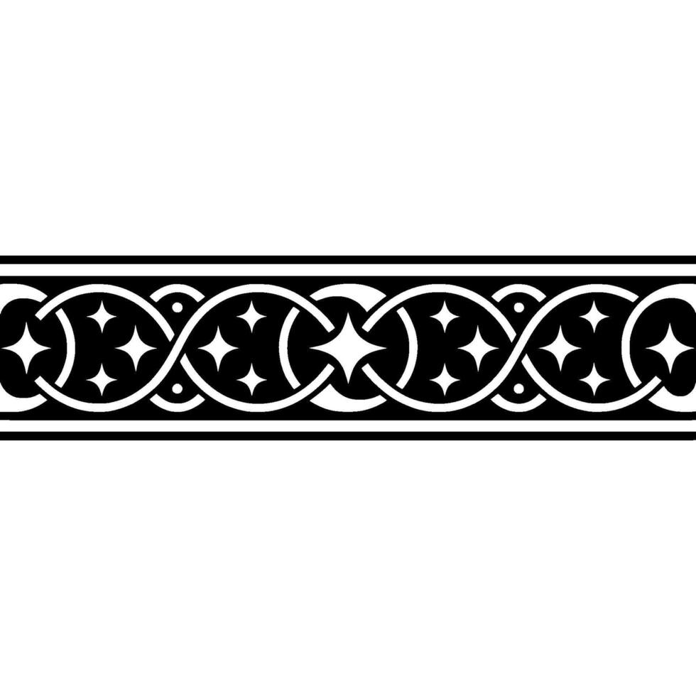 Intricate Black and White Ornamental Border, Medieval Style, Ornamentation vector