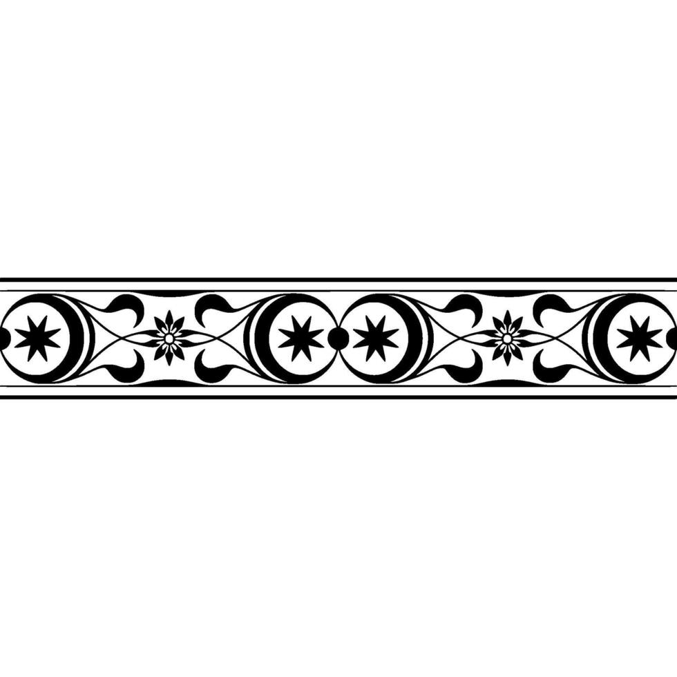 Elegant Black and White Floral Border, Vintage, Stylized vector