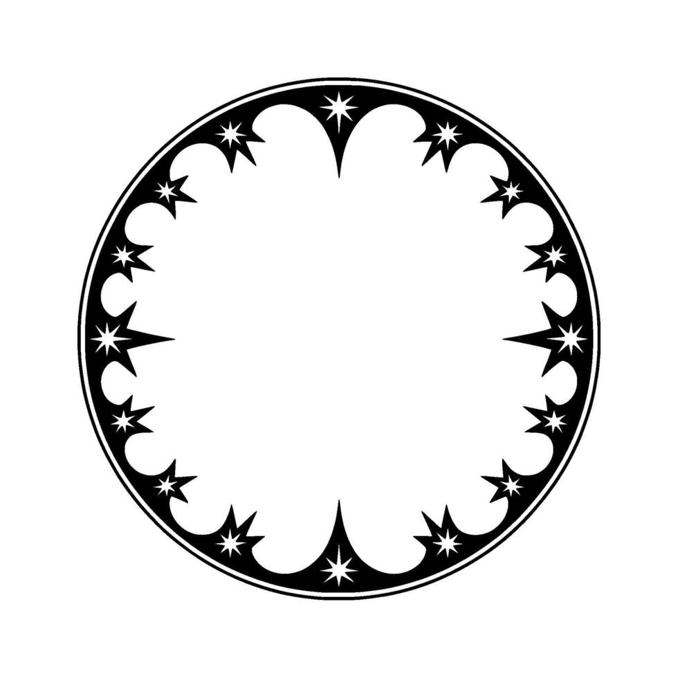 Celestial Border Stylized Starburst Ornament, Circular vector