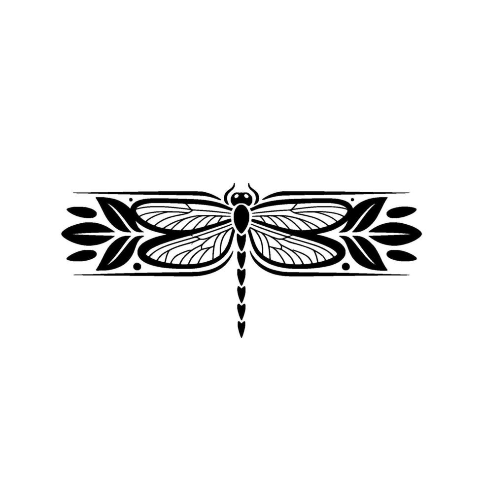 Elegant Dragonfly Motif, Decorative Border Illustration vector