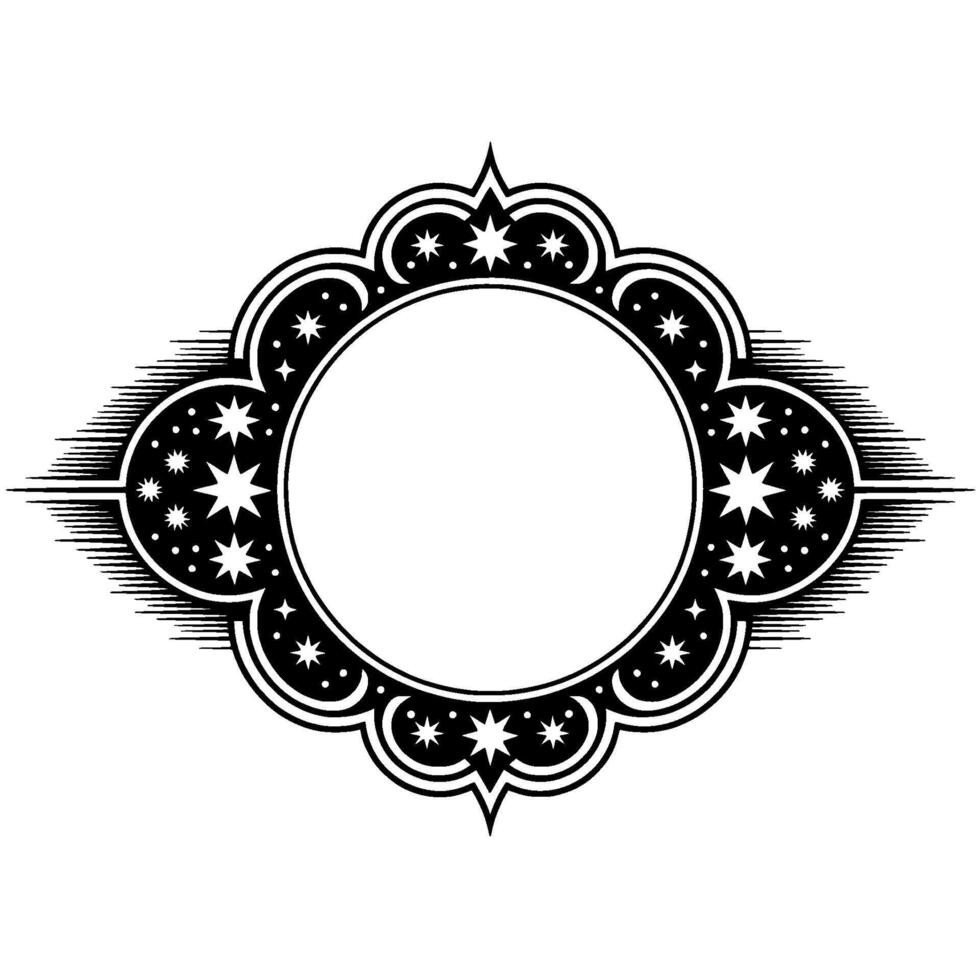 Celestial Frame Vintage Starburst Ornament, Elegant Border vector