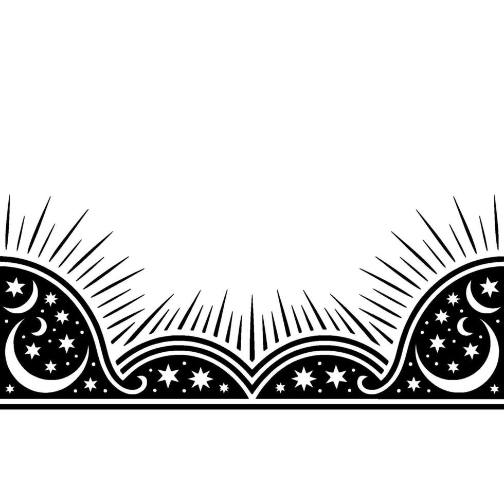 Celestial Border, Night Stars, and Radiant Rays vector