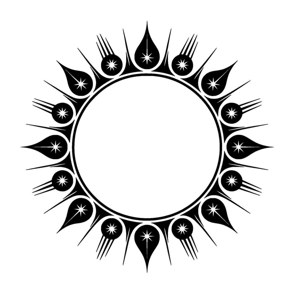 Celestial Halo Stylized Black and White Ornament vector