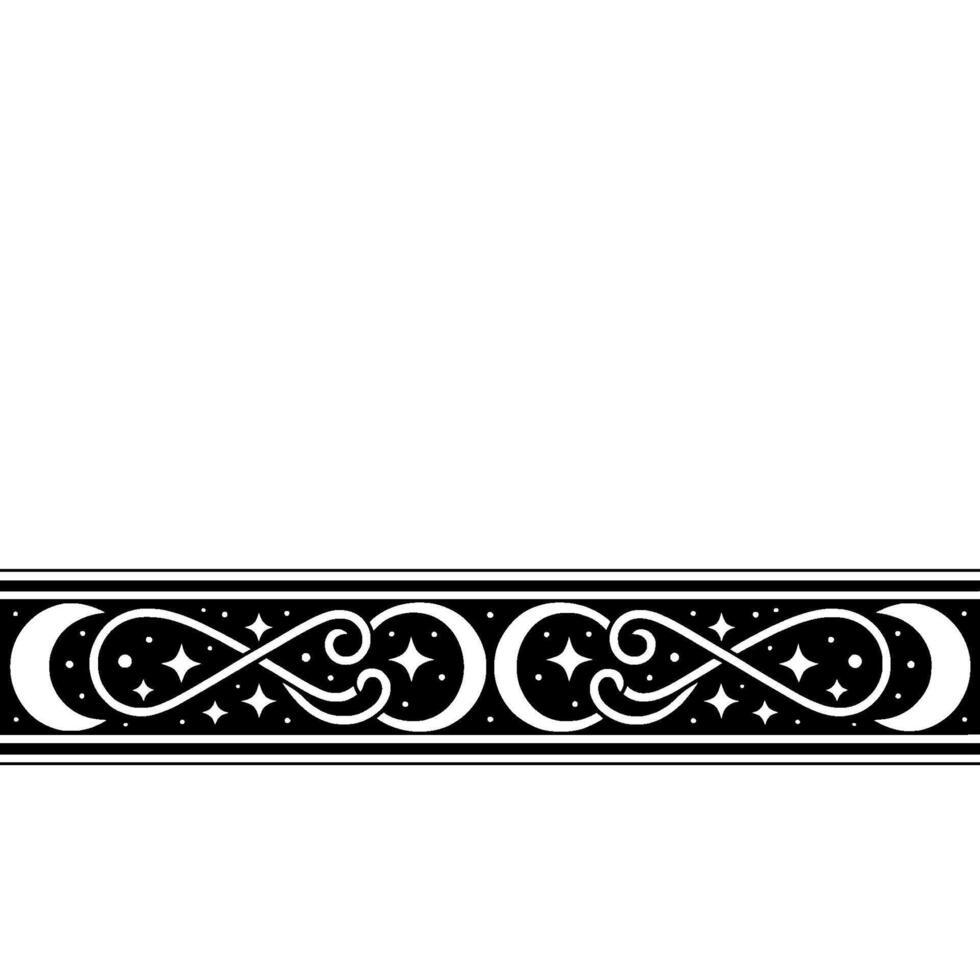 Ornate Black and White Border, Celestial Motif vector
