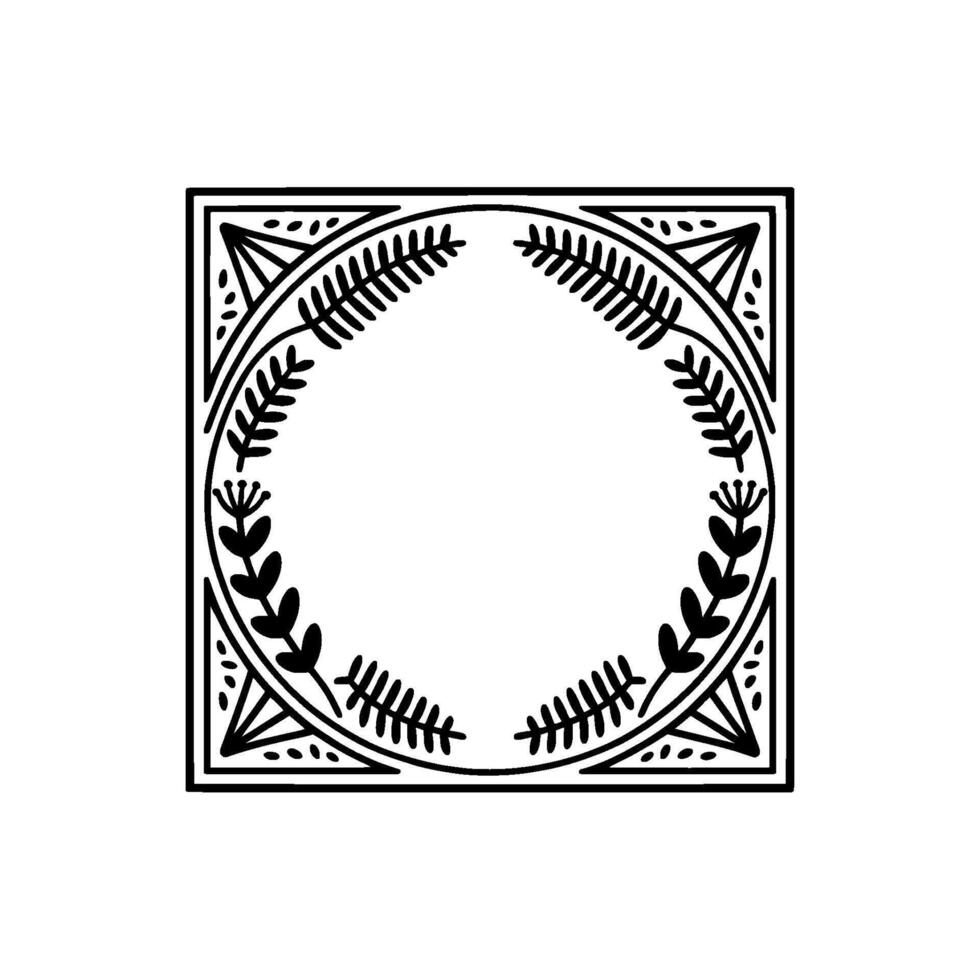 Geometric Wreath Frame, Minimalist , Vintage Aesthetic vector