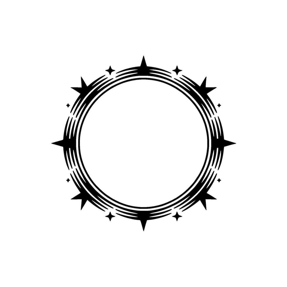 Celestial Circle Minimalist Starburst Frame, Geometric vector