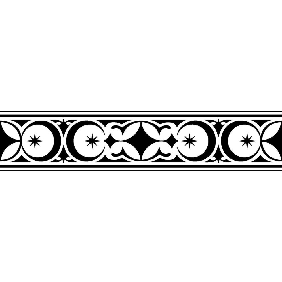 Ornate Black and White Decorative Border, Medieval Style vector