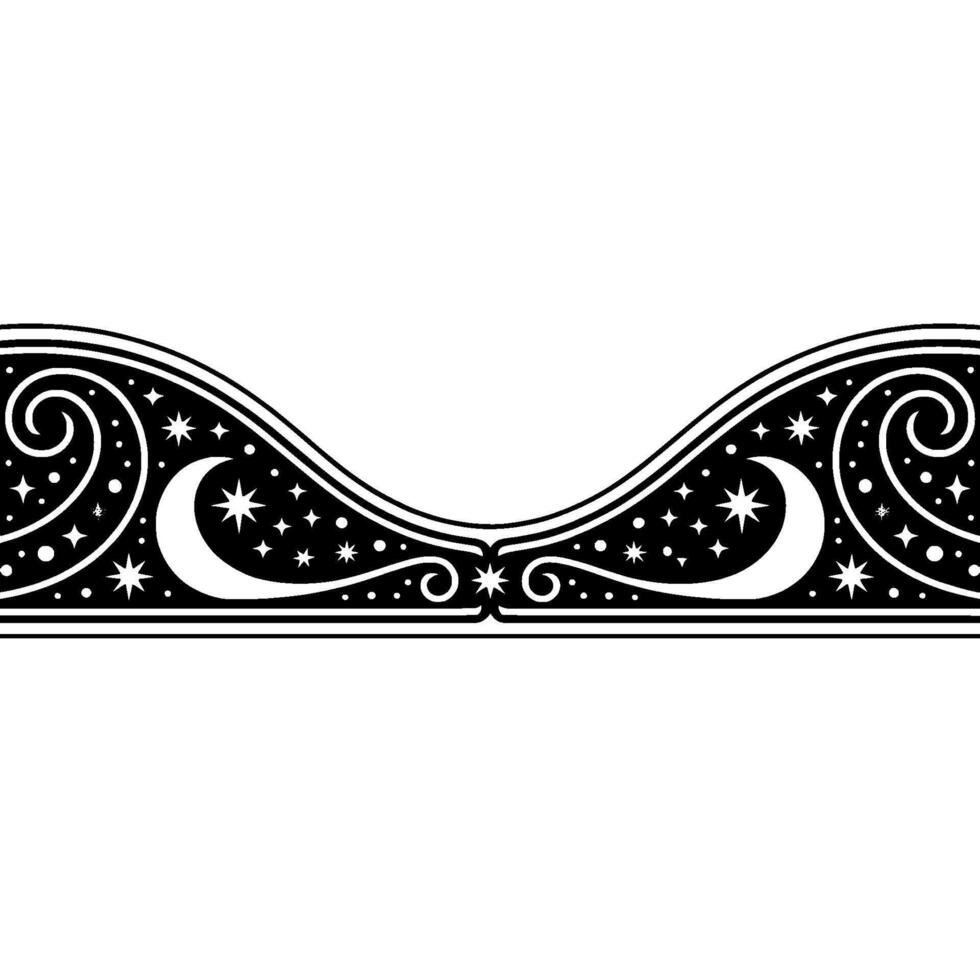 Celestial Ribbon Vintage Starry Border vector